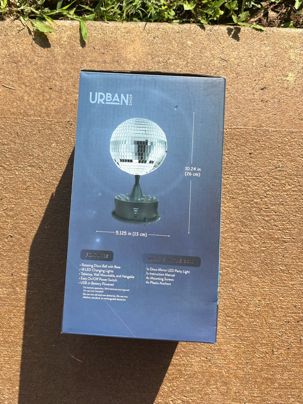 Urban Shop Mirror Disco Ball LED Party Light - Blue Box